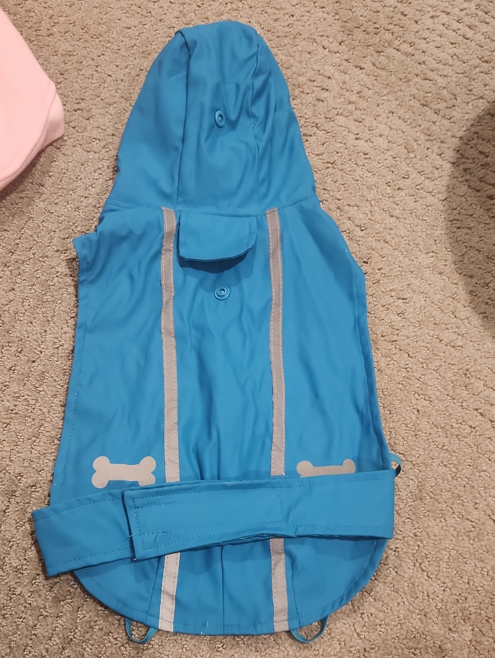 NEW* TOP PAW Blue Reflective Dog Raincoat with Hood Medium